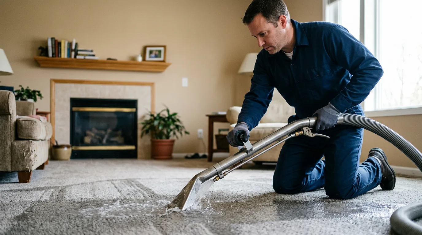 Water damage restoration technician working near Forestburg, TX